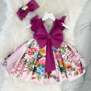 V-back baby girl dress